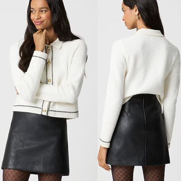 J. Crew Factory Faux-leather A-line Mini Skirt in Black Size 6 - Picture 1 of 8